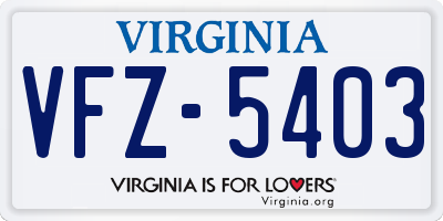 VA license plate VFZ5403