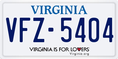 VA license plate VFZ5404