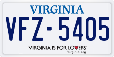VA license plate VFZ5405