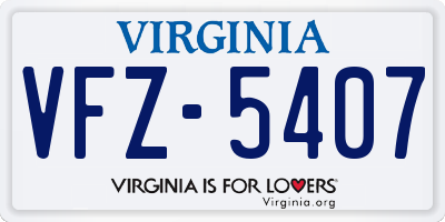 VA license plate VFZ5407