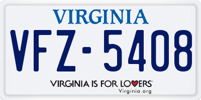 VA license plate VFZ5408