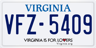 VA license plate VFZ5409
