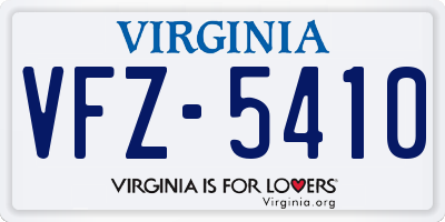 VA license plate VFZ5410