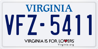 VA license plate VFZ5411