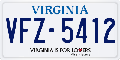 VA license plate VFZ5412
