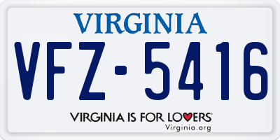 VA license plate VFZ5416