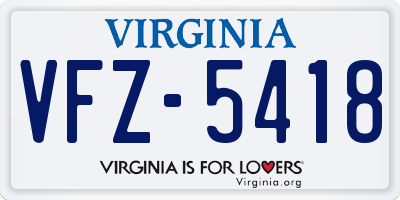 VA license plate VFZ5418
