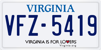 VA license plate VFZ5419