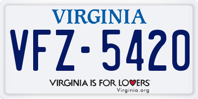 VA license plate VFZ5420