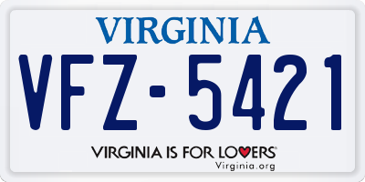 VA license plate VFZ5421