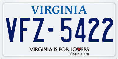 VA license plate VFZ5422