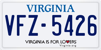 VA license plate VFZ5426
