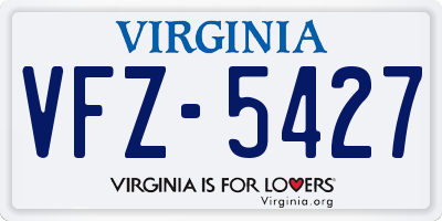 VA license plate VFZ5427