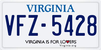 VA license plate VFZ5428