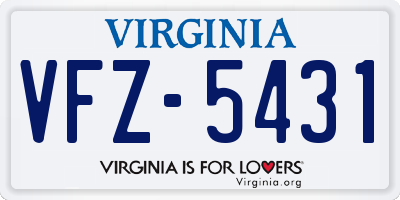 VA license plate VFZ5431
