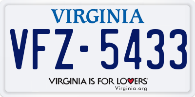 VA license plate VFZ5433