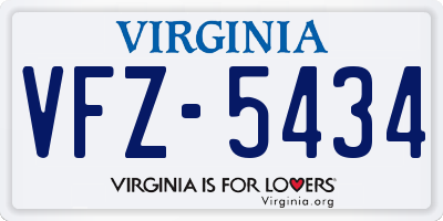 VA license plate VFZ5434