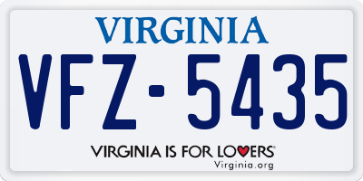 VA license plate VFZ5435