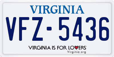 VA license plate VFZ5436
