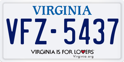 VA license plate VFZ5437