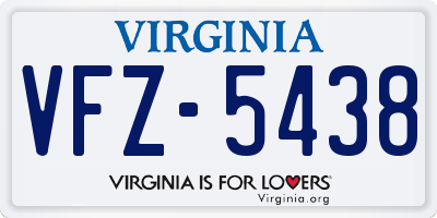 VA license plate VFZ5438