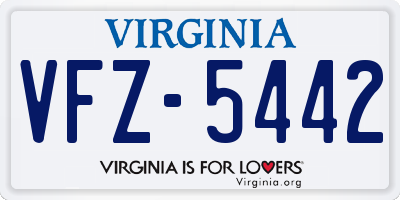 VA license plate VFZ5442