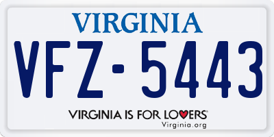 VA license plate VFZ5443