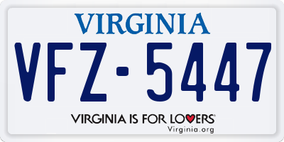 VA license plate VFZ5447