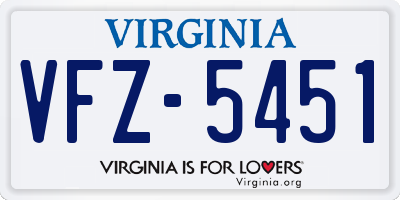 VA license plate VFZ5451