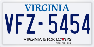 VA license plate VFZ5454