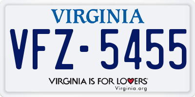 VA license plate VFZ5455