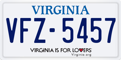 VA license plate VFZ5457