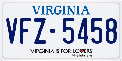 VA license plate VFZ5458