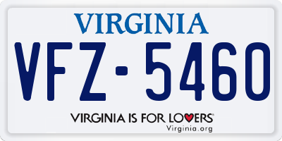 VA license plate VFZ5460