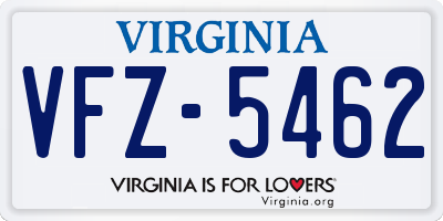 VA license plate VFZ5462