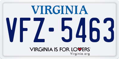 VA license plate VFZ5463