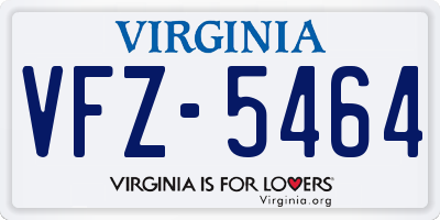 VA license plate VFZ5464