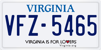 VA license plate VFZ5465
