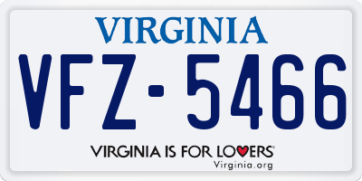 VA license plate VFZ5466
