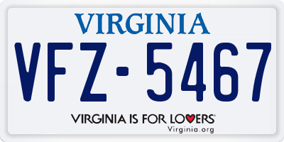 VA license plate VFZ5467