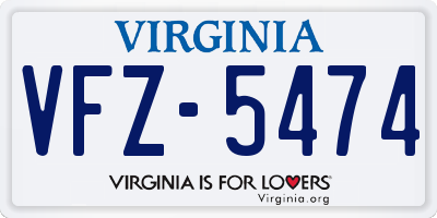 VA license plate VFZ5474
