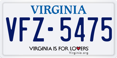 VA license plate VFZ5475