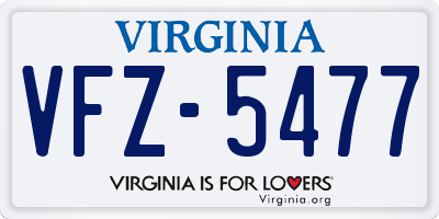 VA license plate VFZ5477