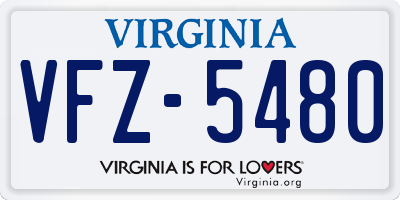 VA license plate VFZ5480