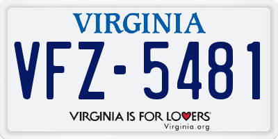 VA license plate VFZ5481