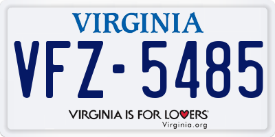 VA license plate VFZ5485