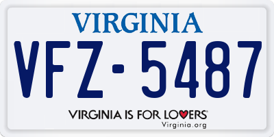 VA license plate VFZ5487