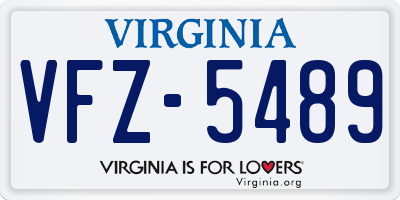 VA license plate VFZ5489