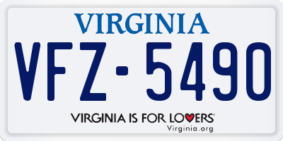 VA license plate VFZ5490