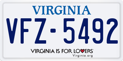 VA license plate VFZ5492